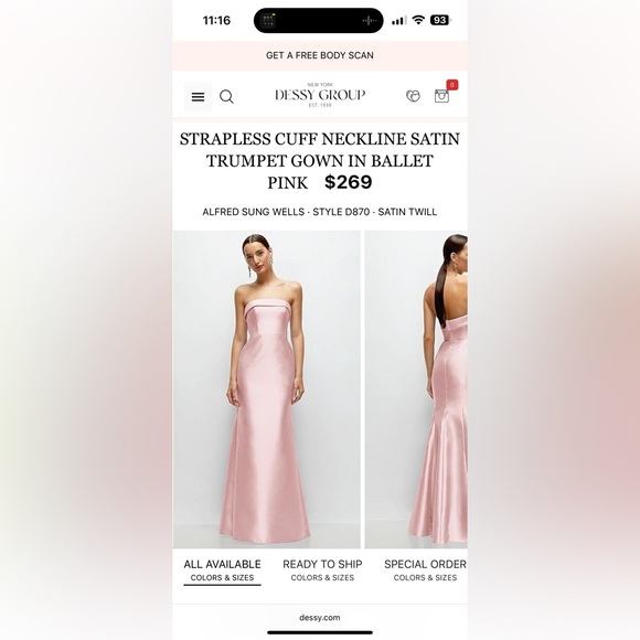 ALFRED SUNG Pink Strapless Wedding Dress - Picture 4 of 4